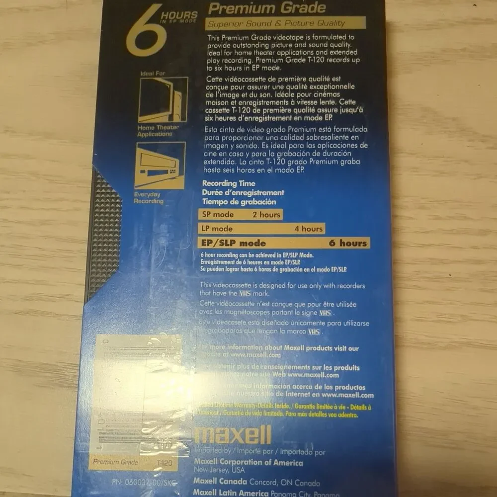 Maxell T-120 Premium Grade VHS Videotape Lot of 5 – Sealed Blank Tapes 6 Hr